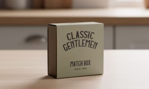 Match Box on a Kitchen Table Mockup